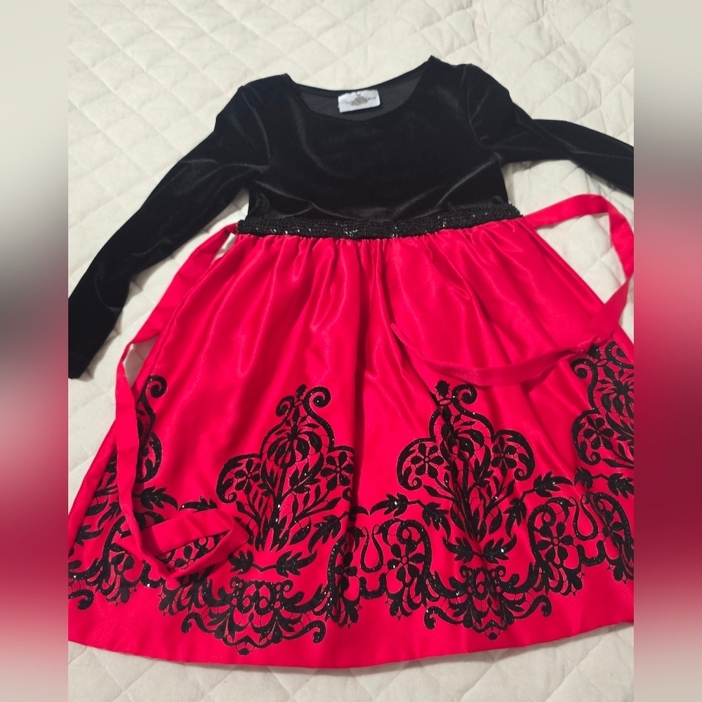 Rare Editions Little Girl Formal Dress In Black And Red Size 5